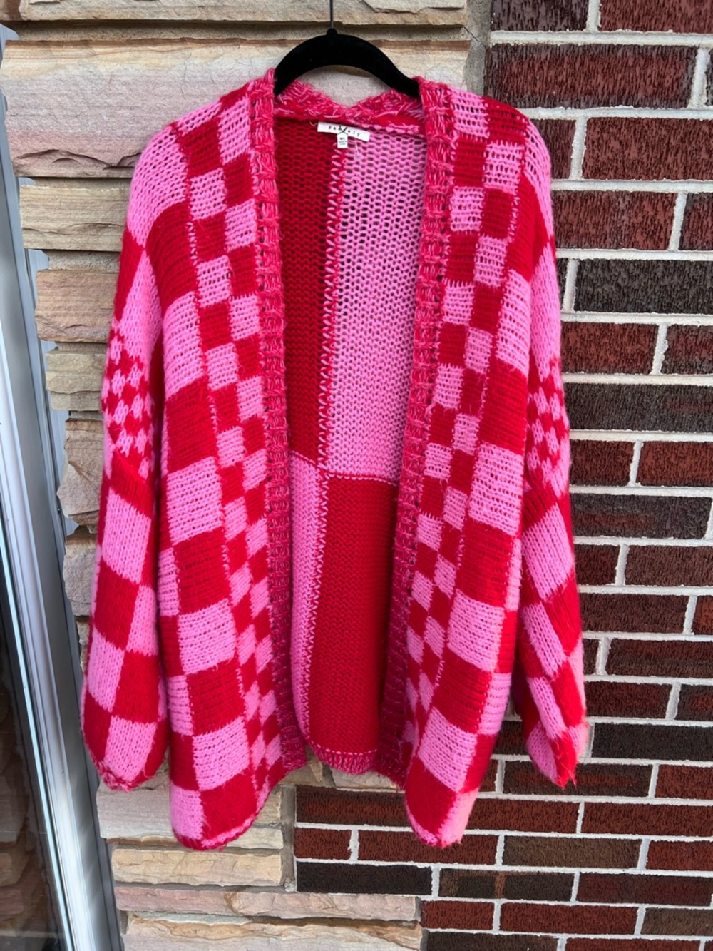 Colorblock Pink and Red cardigan